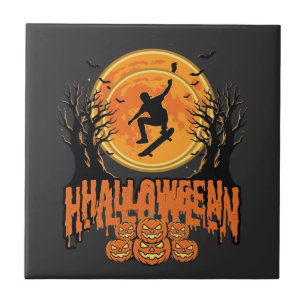 Halloween Skateboard Mond Design Halloween Fliese