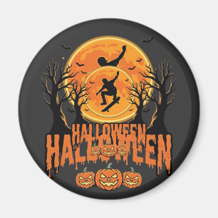 Halloween Skateboard Mond Design Halloween Magnet