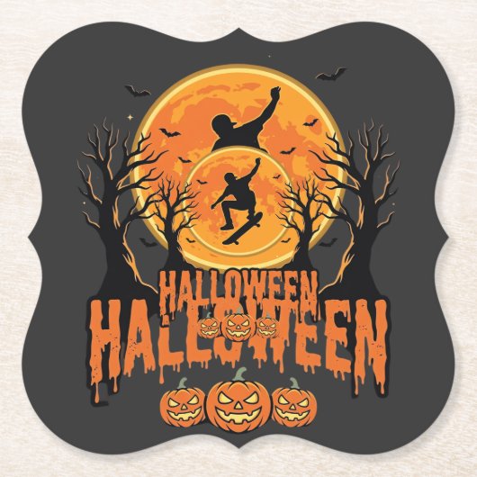 Halloween Skateboard Mond Design Halloween Untersetzer (Vorderseite)