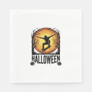 Halloween-Skateboard-Mond-Vintage-Vektordesign_1 Serviette
