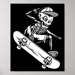 Halloween-Skateboard-Skelett Halloween-Skateboard Poster