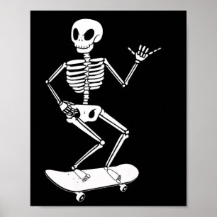 Halloween-Skateboard-Skelett Halloween-Skateboard Poster