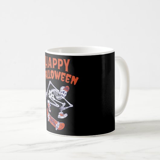 Halloween Skateboard Skelett Kaffeetasse (VorderseiteRechts)