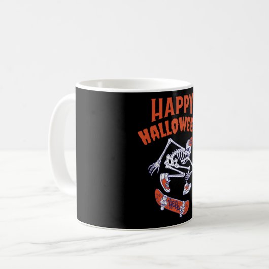 Halloween Skateboard Skelett Kaffeetasse (Vorderseite Links)
