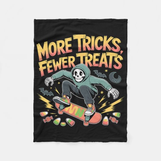 Halloween Skateboard Tricks Skelettkandy Jugend Fleecedecke (Vorderseite)