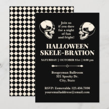 Halloween-Skele-Brätiations-Einladung mit lachende