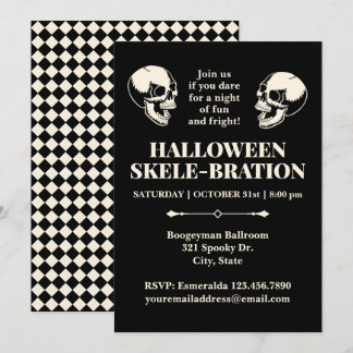 Halloween-Skele-Brätiations-Einladung mit lachende Einladung