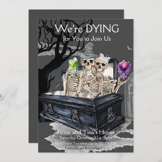 Halloween Skeletal Couple Costume Party Einladung (Vorne/Hinten)