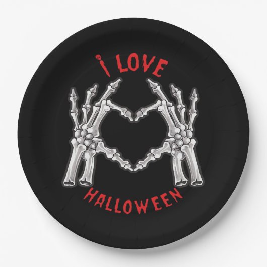 Halloween Skeletal Hands Herz Funny Sprichwort Pappteller (Vorderseite)