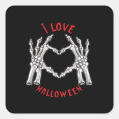 Halloween Skeletal Hands Herz Funny Sprichwort Quadratischer Aufkleber (Vorderseite)