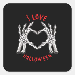 Halloween Skeletal Hands Herz Funny Sprichwort Quadratischer Aufkleber