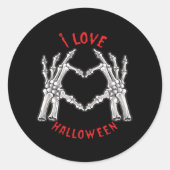 Halloween Skeletal Hands Herz Funny Sprichwort Runder Aufkleber (Vorderseite)