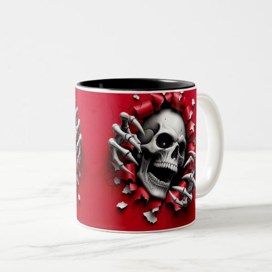 Halloween Skeleton 3 D Mug Zweifarbige Tasse (VorderseiteRechts)