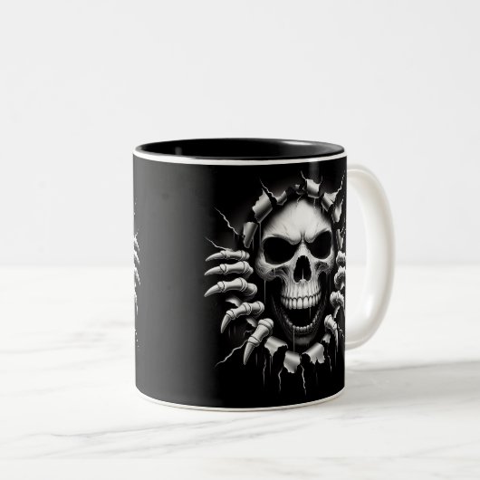 Halloween Skeleton 3 D Mug Zweifarbige Tasse (VorderseiteRechts)