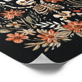 Halloween Skeleton Aquarell Blumenposter Poster (Ecke)