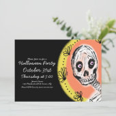 Halloween Skeleton Art Party Einladung (Stehend Vorderseite)
