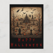 Halloween skeleton art postkarte (Vorderseite)