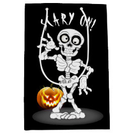 Halloween Skeleton auf Black Mittlere Geschenktüte