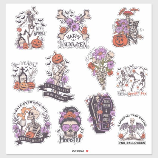 Halloween Skeleton Aufkleber (Blatt)