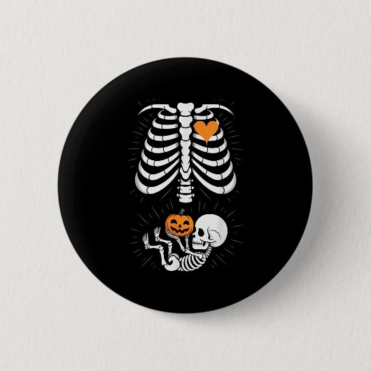 Halloween Skeleton Baby Rib Cage Maternity Pregnan Button (Vorderseite)