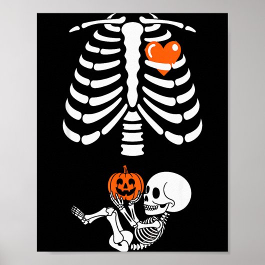 Halloween Skeleton Baby Rib Cage Maternity Pregnan Poster (Vorne)