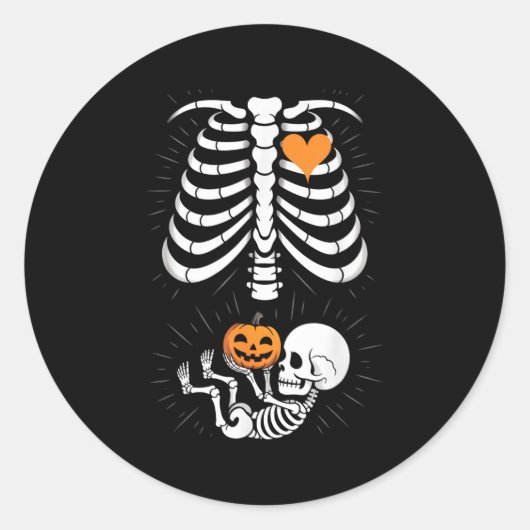 Halloween Skeleton Baby Rib Cage Maternity Pregnan Runder Aufkleber (Vorderseite)