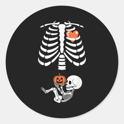 Halloween Skeleton Baby Rib Cage Maternity Pregnan Runder Aufkleber (Vorderseite)