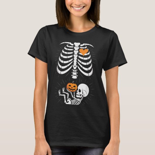 Halloween Skeleton Baby Rib Cage Maternity Pregnan T-Shirt (Vorderseite)