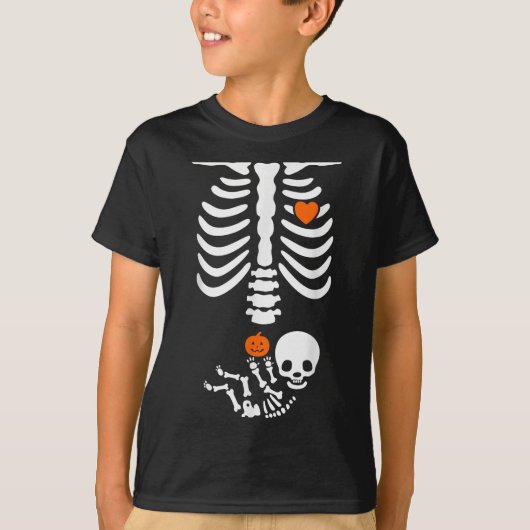 Halloween Skeleton Baby Rib Cage Pregnant Pumpkin  T-Shirt (Vorderseite)