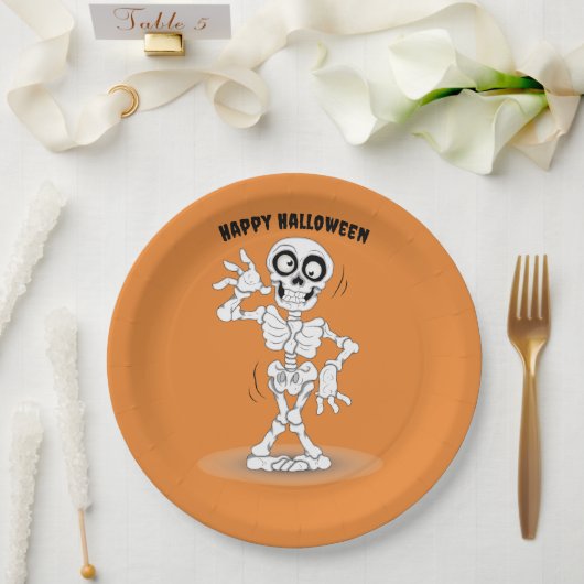 Halloween Skeleton Background Pappteller (Hochzeit)