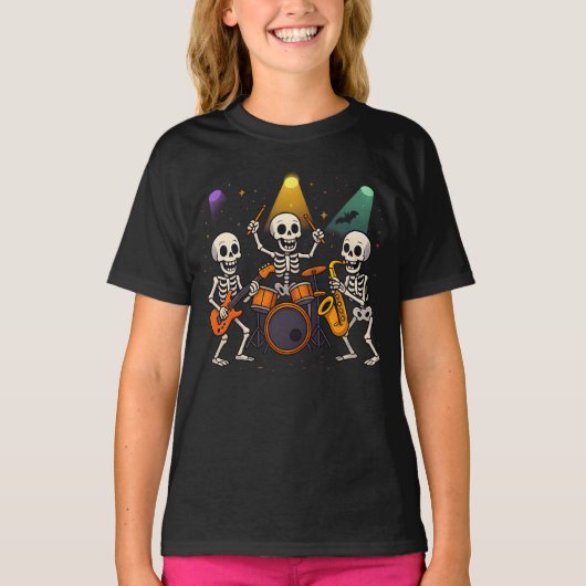 Halloween Skeleton Band Kleidung niedliche männlic T-Shirt (Vorderseite)