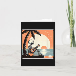 Halloween Skeleton Beach Palm Tree Karte