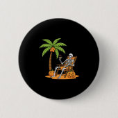 Halloween Skeleton Beach Vacation Palm Tree Pumpki Button (Vorderseite)
