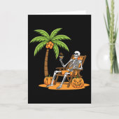 Halloween Skeleton Beach Vacation Palm Tree Pumpki Karte (Vorderseite)
