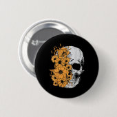 Halloween Skeleton Blume Mens Women Skull Button (Vorne & Hinten)
