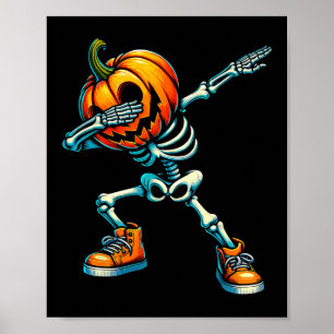 Halloween Skeleton Boys Trick Leckerei Funny Pumpk Poster