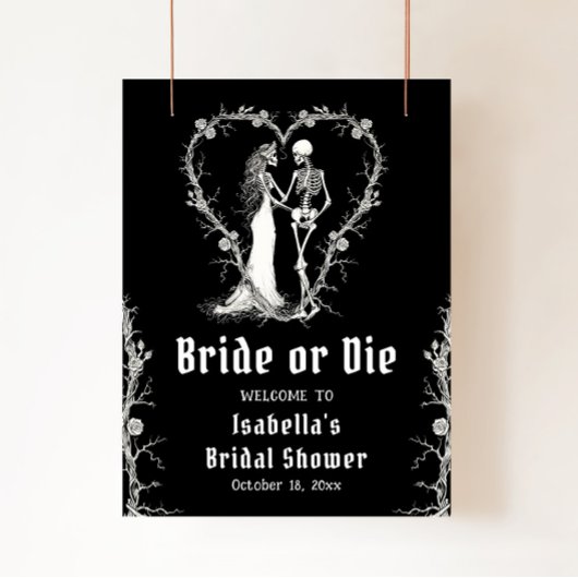 Halloween Skeleton Bridge oder Die Bridal Willkomm Poster