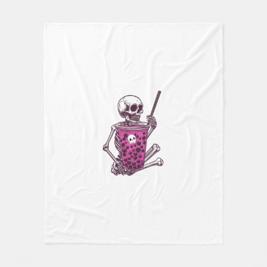 Halloween Skeleton Bubble Tee Fleecedecke (Vorderseite)