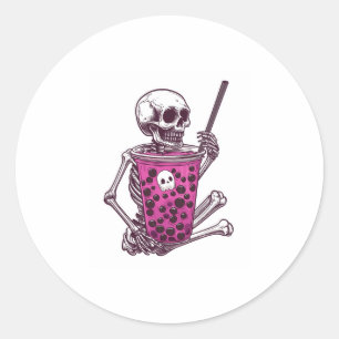 Halloween Skeleton Bubble Tee Runder Aufkleber