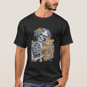 Halloween Skeleton Cat Hug Blume Kostüm Frauen G T-Shirt