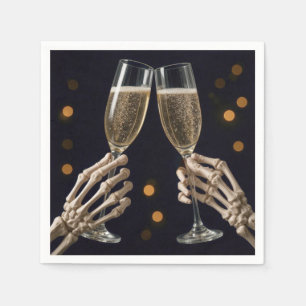 Halloween Skeleton Champagne Toast Serviette