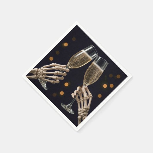 Halloween Skeleton Champagne Toast Serviette (Ecke)
