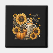 Halloween Skeleton Coffee, Soky Sunflowers Pumpkin Magnet (Vorne)