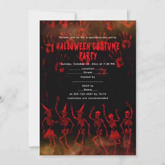 Halloween Skeleton Costume Party Einladung (Vorderseite)
