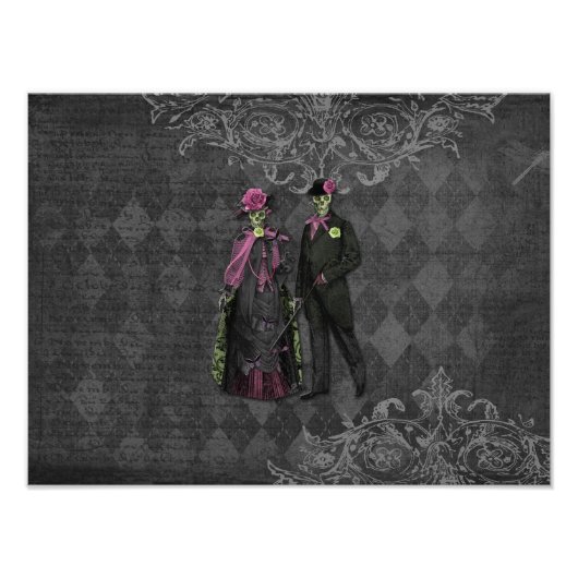 Halloween Skeleton Couple Fotodruck (Vorne)