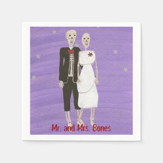 Halloween Skeleton Couple in Wedding Tux & Dress Serviette (Vorderseite)