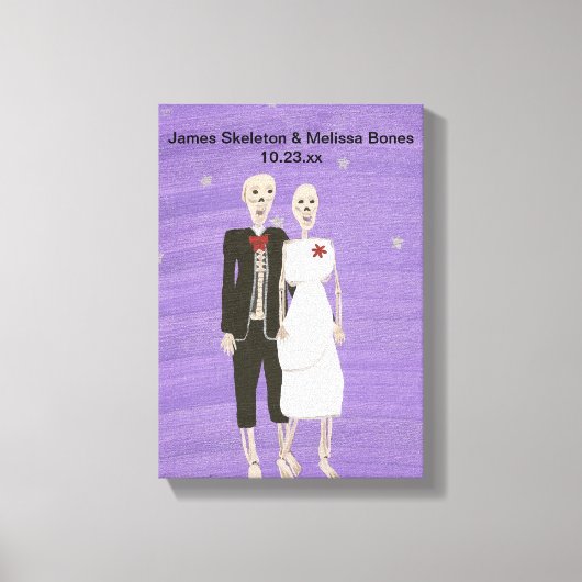 Halloween Skeleton Couple Wedding Wrapped Canvas Leinwanddruck (Vorderseite)
