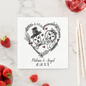 Halloween Skeleton Couples Wreath Illustration Serviette (Beispiel)