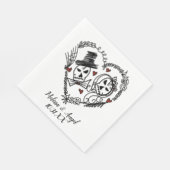 Halloween Skeleton Couples Wreath Illustration Serviette (Ecke)