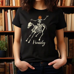 HALLOWEEN SKELETON COWBOY HOWDY   WILD WEST T-Shirt